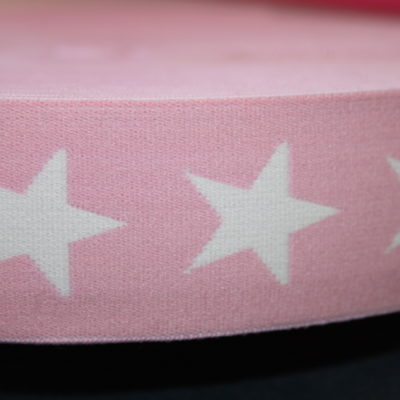 renee-d.de Onlineshop: Gummiband 4 cm breit rosa Sterne weiß