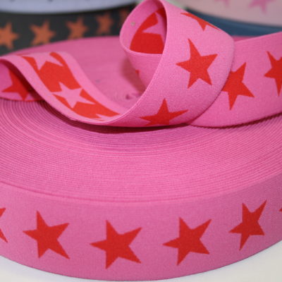 Sternchen Gummiband 4 cm breit pink rot renee-d.de Onlineshop: Sternchen Gummiband 4 cm breit pink rot