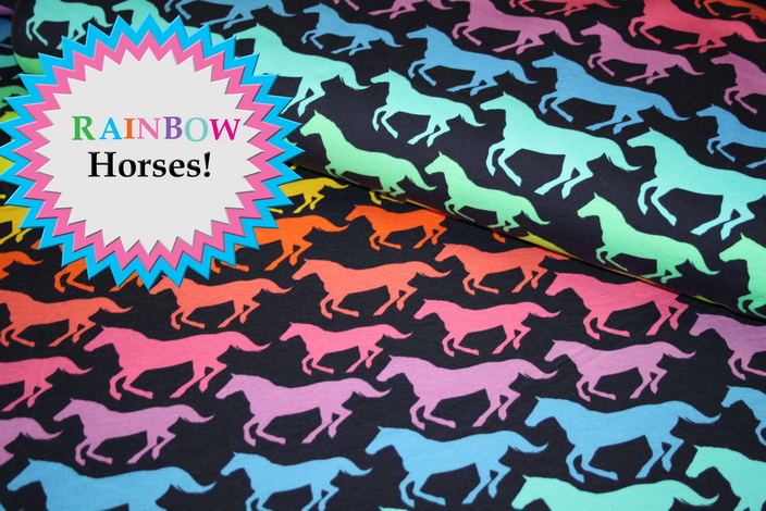 Rainbow Horses Sweatshirt Stoff und Softshell!