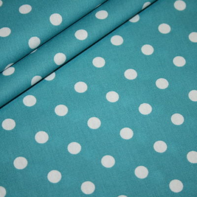 Baumwollstoff türkis petrol Punkte weiß Märchenhaft