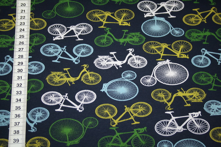Dünner Sweat Soft French Terry Jersey Stoff blau Fahrrad