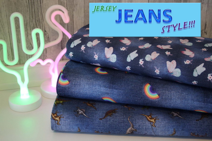 Digitaldruck Jersey Stoffe im Jeans Style!
