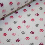 Beschichteter Regen Baumwollstoff Pfoten Hunde weiß pink rosa