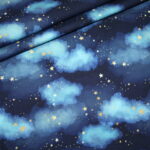 Stenzo French Terry Jersey Stoff Wolken blau Sterne Fairy