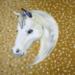 0,60m Windsong Pony Jersey Stoff Panel Pferde gold (Grundpreis: 23,16€)