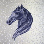 0,60m Windsong Pony Jersey Stoff Panel Pferde weiß silber (Grundpreis: 23,16€)
