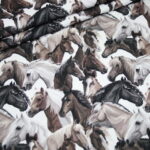 Fotoprint Digitaldruck Dekostoff Pferde grau