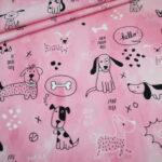 Jersey Stoff Happy Dogs Hunde rosa weiß