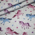 Alpenfleece Happyfleece Sweatshirt Stoff grau rosa blau Pferde