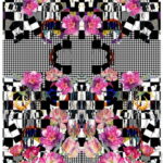 2m Stenzo Jersey Stoff Panel Blumen Muster schwarz pink Damen  (Grundpreis: 16,45€)