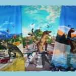 0,75m Stenzo Jersey Stoff Panel Dinosaurier Dinos (Grundpreis: 21,20€)