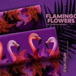 Dünner Viskose Stoff Flamingo Flowers by Thorsten Berger Bordüre pink