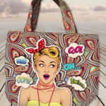 Shopper Tasche Panel Stenzo Canvas Baumwolle Stoff Retro Girl 1,20m (1mGrundpreis: 18,25€)