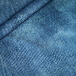 French Terry dünner Sweatshirt Stoff Jeans Optik dunkel blau grobes Muster