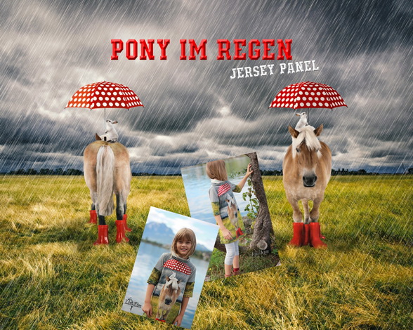 Pony im Regen Jersey Panel
