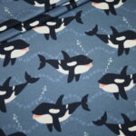 Hilco Jersey Stoff Polar Animals by Jatiju TiereWale Orcas blau