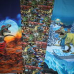 0,75m Stenzo French Terry Jersey Stoff Panel Dinos Dinosaurier (Grundpreis: 19,86€)