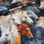 Baumwollstoff große Pferde braun